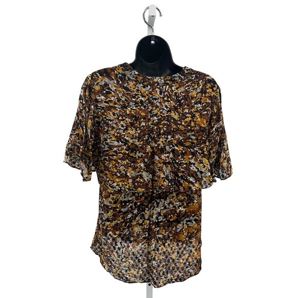BCBGMaxazria 100% Silk Bouse WMN 0 MultiColor #SYC1G866 Button-Up Vneck Abstract - Picture 4 of 7